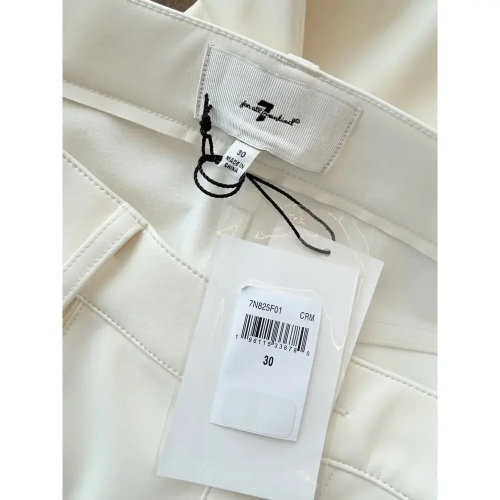 7 For All Mankind High Waist Slim Kick Faux Leather Beige Pants - Size 30, NWT